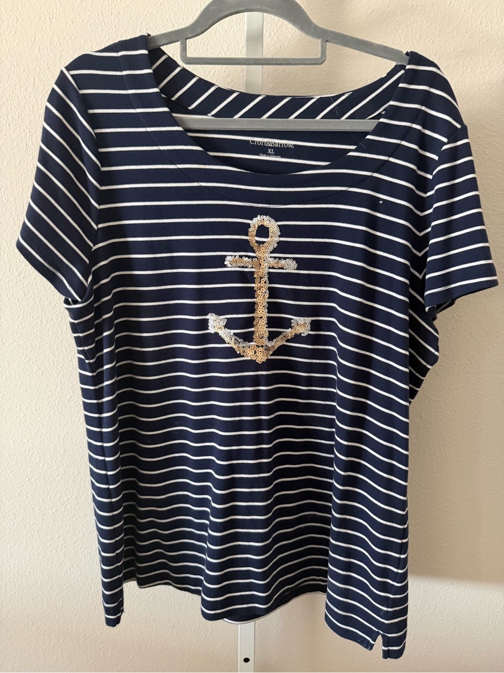 NWOT Croft & Barrow Striped Anchor Top